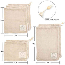 Load image into Gallery viewer, Reusable Produce Bags - Organic Cotton Mesh- Set of 7