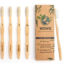 Load image into Gallery viewer, Natural Organic Bamboo Toothbrush Eco-Friendly Pack of 4: